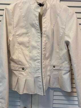 White Faux Leather Peplum Jacket